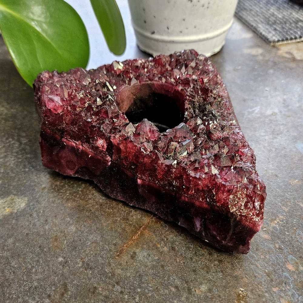 Ruby Colored Crystal Candle Holder NEW!